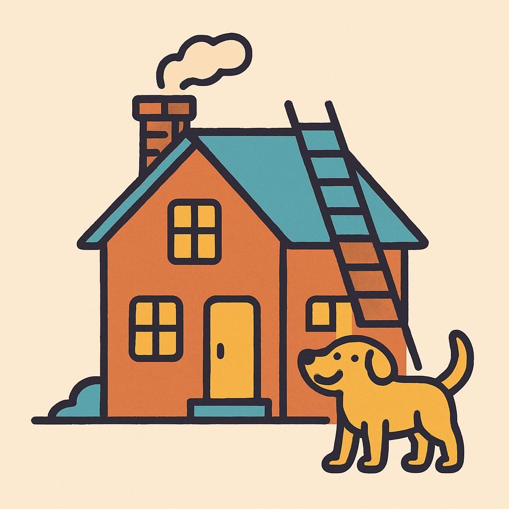Drawing of a house with a chimney